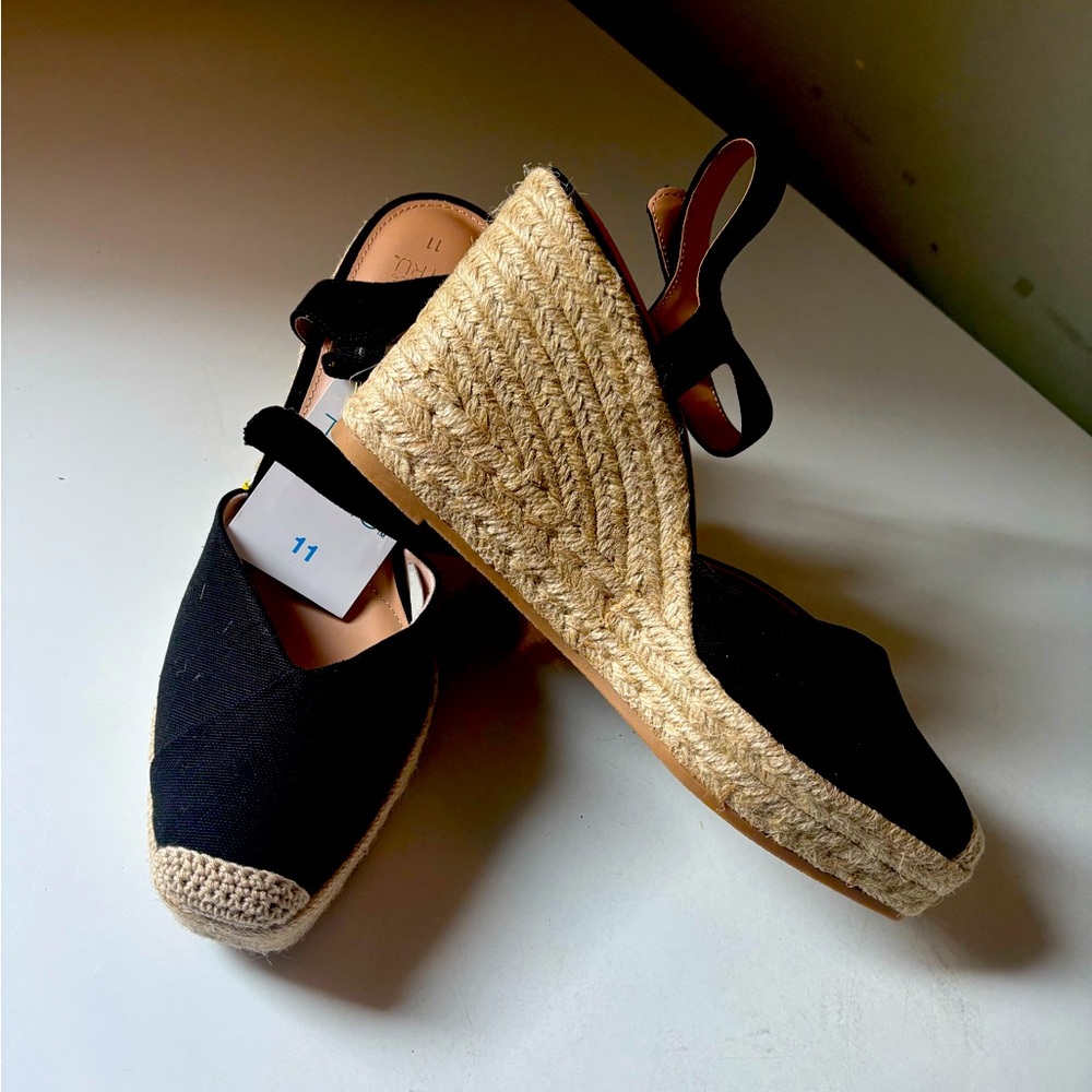 Black Espadrille Wedge Sandals